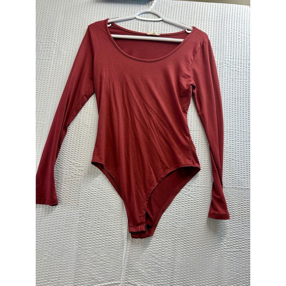 Women's  Maroon  Long Sleeve Bodysuit Size Small